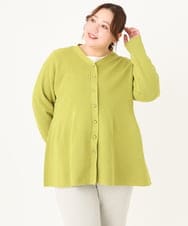 OLCAA19099 eur3(エウルキューブ) 【大きいサイズ】ペプラムニットカーディガン ライトグリーン(30)