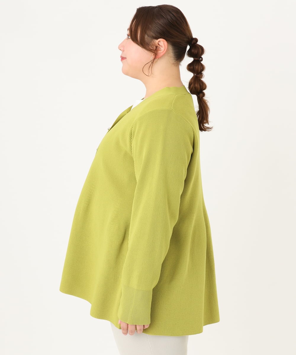 OLCAA19099 eur3(エウルキューブ) 【大きいサイズ】ペプラムニットカーディガン ライトグリーン(30)