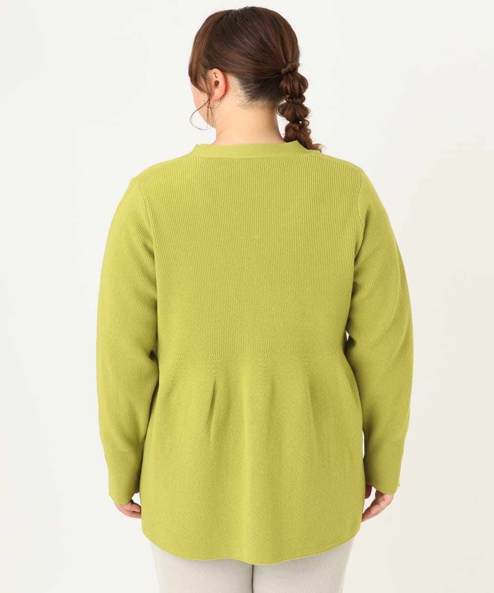 OLCAA19099 eur3(エウルキューブ) 【大きいサイズ】ペプラムニットカーディガン ライトグリーン(30)
