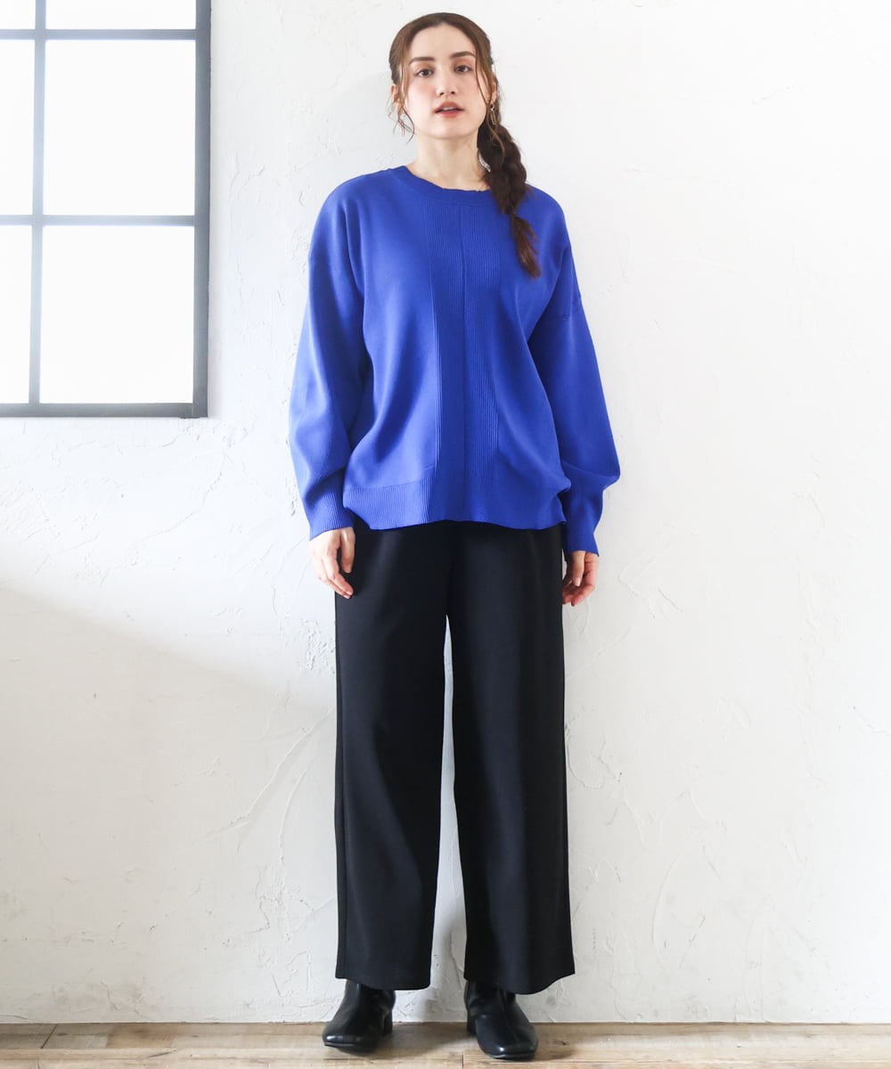 OLCAD10099 eur3(エウルキューブ) 【WEB先行販売】【大きいサイズ】2WAYカーディガン ブルー(55)