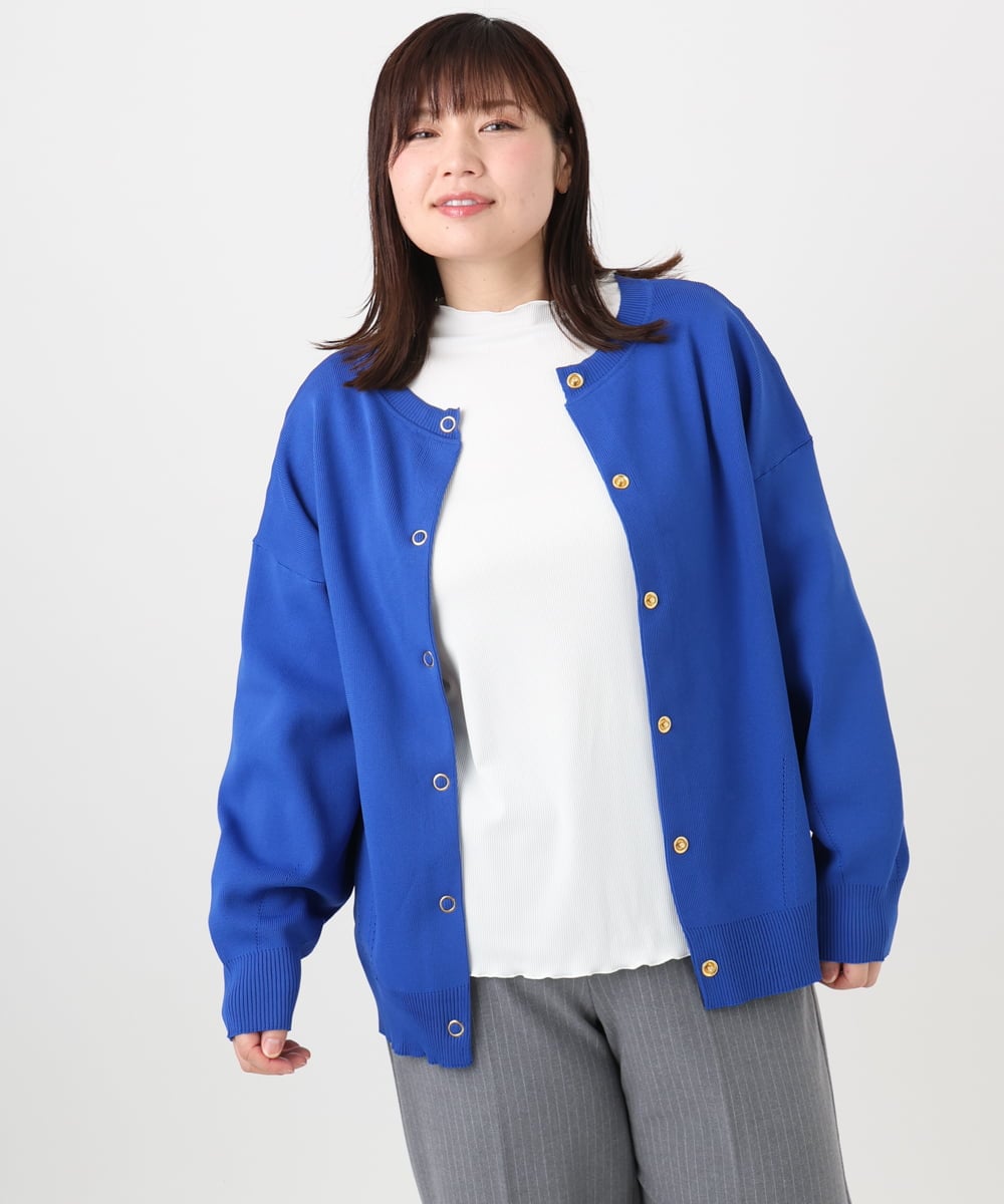 OLCAD10099 eur3(エウルキューブ) 【WEB先行販売】【大きいサイズ】2WAYカーディガン ブルー(55)