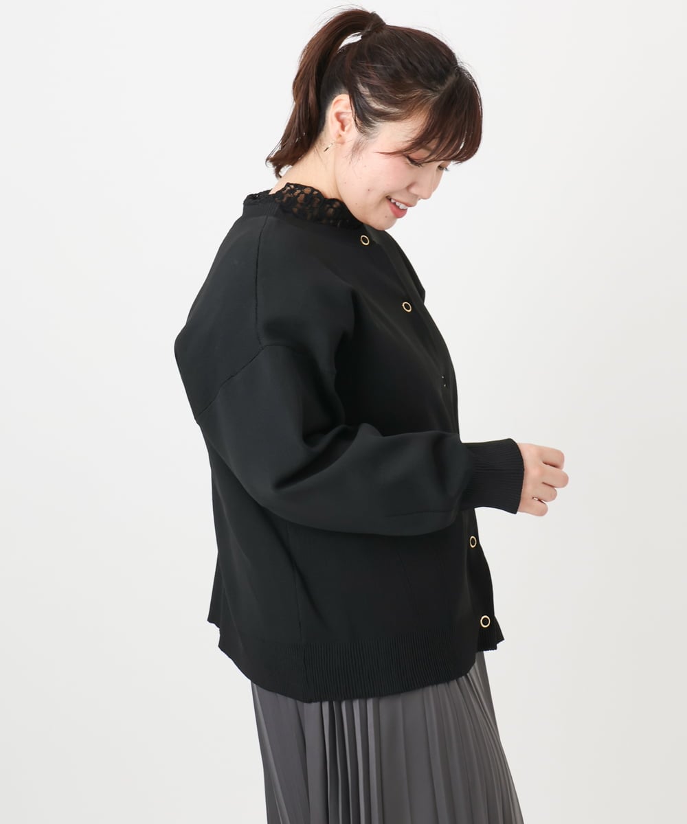OLCAD10099 eur3(エウルキューブ) 【WEB先行販売】【大きいサイズ】2WAYカーディガン ブラック(94)