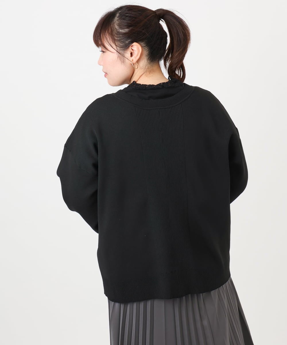 OLCAD10099 eur3(エウルキューブ) 【WEB先行販売】【大きいサイズ】2WAYカーディガン ブラック(94)