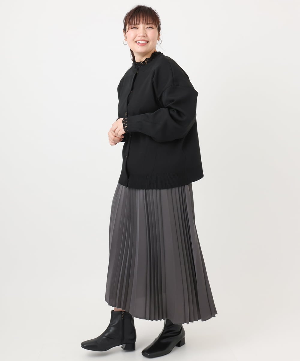 OLCAD10099 eur3(エウルキューブ) 【WEB先行販売】【大きいサイズ】2WAYカーディガン ブラック(94)