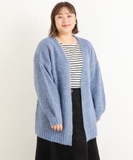 OLCAS03090 eur3(エウルキューブ) 【大きいサイズ】ミックスヤーンローゲージカーディガン ブルー(55)