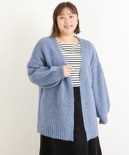 OLCAS03090 eur3(エウルキューブ) 【大きいサイズ】ミックスヤーンローゲージカーディガン ブルー(55)
