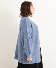 OLCAS03090 eur3(エウルキューブ) 【大きいサイズ】ミックスヤーンローゲージカーディガン ブルー(55)