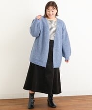 OLCAS03090 eur3(エウルキューブ) 【大きいサイズ】ミックスヤーンローゲージカーディガン ブルー(55)