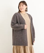 OLCAS03090 eur3(エウルキューブ) 【大きいサイズ】ミックスヤーンローゲージカーディガン ブラウン(87)