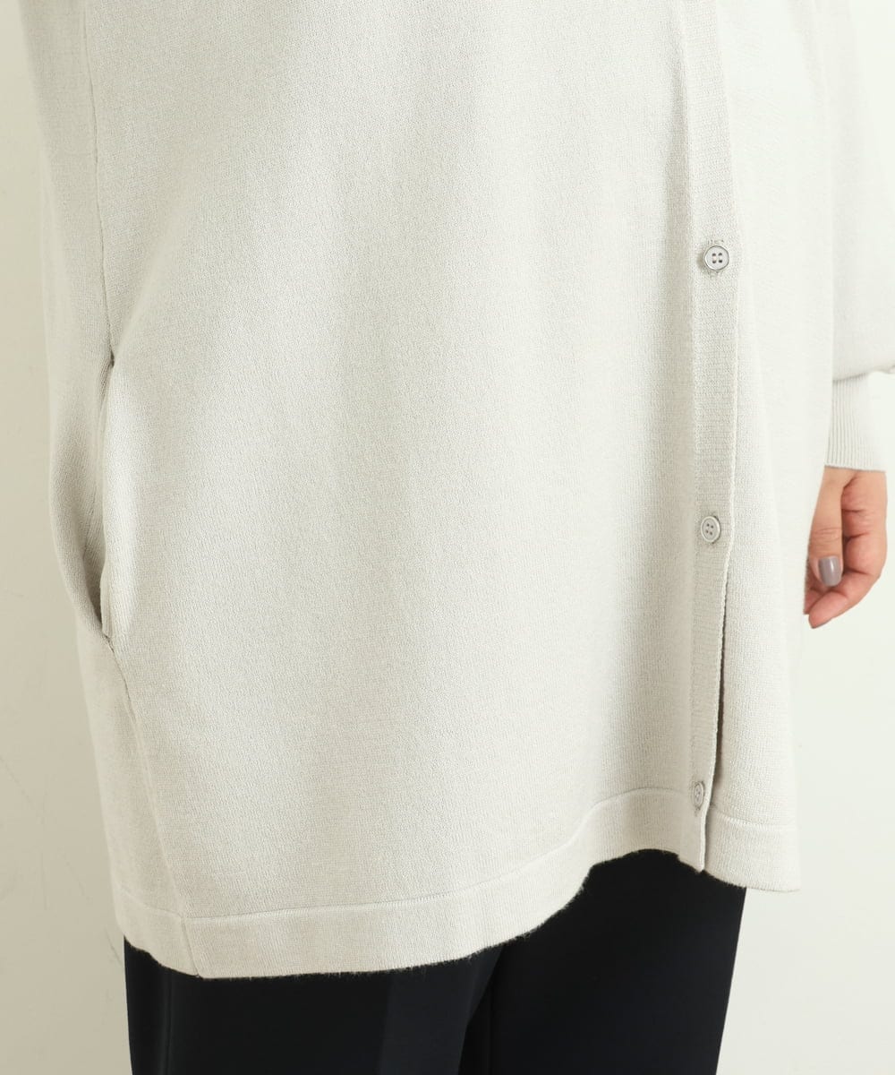 OLCAS18080 eur3(エウルキューブ) 【大きいサイズ】Vネックロングカーディガン ライトグレー(91)