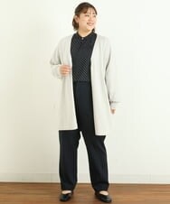 OLCAS18080 eur3(エウルキューブ) 【大きいサイズ】Vネックロングカーディガン ライトグレー(91)
