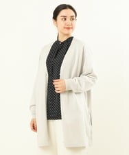 OLCAS18080 eur3(エウルキューブ) 【大きいサイズ】Vネックロングカーディガン ライトグレー(91)