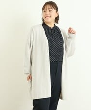 OLCAS18080 eur3(エウルキューブ) 【大きいサイズ】Vネックロングカーディガン ライトグレー(91)