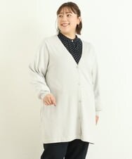 OLCAS18080 eur3(エウルキューブ) 【大きいサイズ】Vネックロングカーディガン ライトグレー(91)
