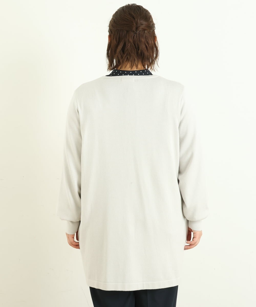 OLCAS18080 eur3(エウルキューブ) 【大きいサイズ】Vネックロングカーディガン ライトグレー(91)