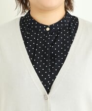 OLCAS18080 eur3(エウルキューブ) 【大きいサイズ】Vネックロングカーディガン ライトグレー(91)