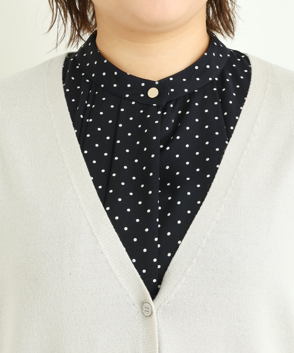 OLCAS18080 eur3(エウルキューブ) 【大きいサイズ】Vネックロングカーディガン ライトグレー(91)