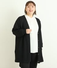 OLCAS18080 eur3(エウルキューブ) 【大きいサイズ】Vネックロングカーディガン ブラック(94)