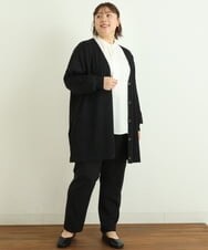 OLCAS18080 eur3(エウルキューブ) 【大きいサイズ】Vネックロングカーディガン ブラック(94)