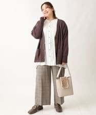 OLCAV10089 eur3(エウルキューブ) 【大きいサイズ/洗える】Vネックもちもちカーディガン ダークブラウン(87)