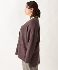 OLCAV10089 eur3(エウルキューブ) 【大きいサイズ/洗える】Vネックもちもちカーディガン ダークブラウン(87)