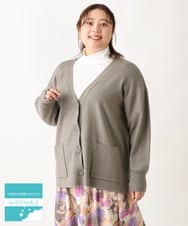 OLCAV10089 eur3(エウルキューブ) 【大きいサイズ/洗える】Vネックもちもちカーディガン グレー(92)