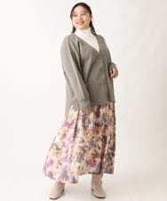 OLCAV10089 eur3(エウルキューブ) 【大きいサイズ/洗える】Vネックもちもちカーディガン グレー(92)