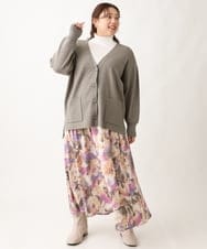 OLCAV10089 eur3(エウルキューブ) 【大きいサイズ/洗える】Vネックもちもちカーディガン グレー(92)