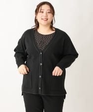 OLCAV10089 eur3(エウルキューブ) 【大きいサイズ/洗える】Vネックもちもちカーディガン ブラック(94)