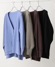 OLCAV10089 eur3(エウルキューブ) 【大きいサイズ/洗える】Vネックもちもちカーディガン ブラック(94)
