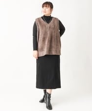 OLCAV17089 eur3(エウルキューブ) 【大きいサイズ】2WAYフェザーベスト モカ(84)