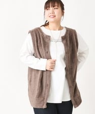 OLCAV17089 eur3(エウルキューブ) 【大きいサイズ】2WAYフェザーベスト モカ(84)