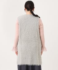 OLCBA04099 eur3(エウルキューブ) 【大きいサイズ】フェザーヤーンロングジレ ライトグレー(91)