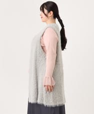 OLCBA04099 eur3(エウルキューブ) 【大きいサイズ】フェザーヤーンロングジレ ライトグレー(91)