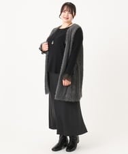 OLCBA04099 eur3(エウルキューブ) 【大きいサイズ】フェザーヤーンロングジレ ダークグレー(93)