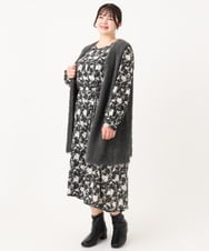 OLCBA04099 eur3(エウルキューブ) 【大きいサイズ】フェザーヤーンロングジレ ダークグレー(93)