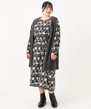 OLCBA04099 eur3(エウルキューブ) 【大きいサイズ】フェザーヤーンロングジレ ダークグレー(93)