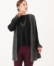 OLCBA04099 eur3(エウルキューブ) 【大きいサイズ】フェザーヤーンロングジレ ダークグレー(93)