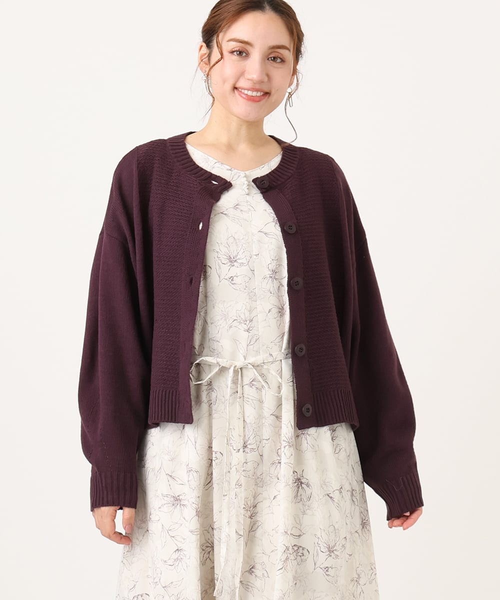 OLCBA08099 eur3(エウルキューブ) 【大きいサイズ】2WAYカーディガン ワイン(77)