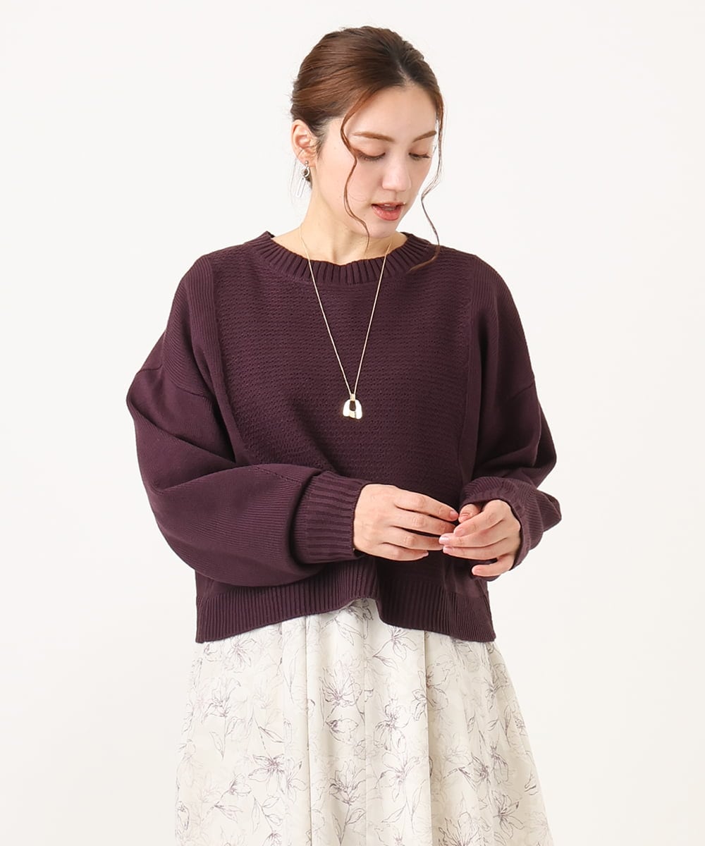 OLCBA08099 eur3(エウルキューブ) 【大きいサイズ】2WAYカーディガン ワイン(77)