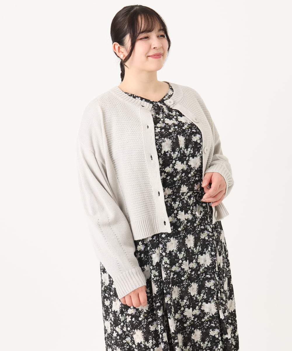 OLCBA08099 eur3(エウルキューブ) 【大きいサイズ】2WAYカーディガン ライトグレー(91)