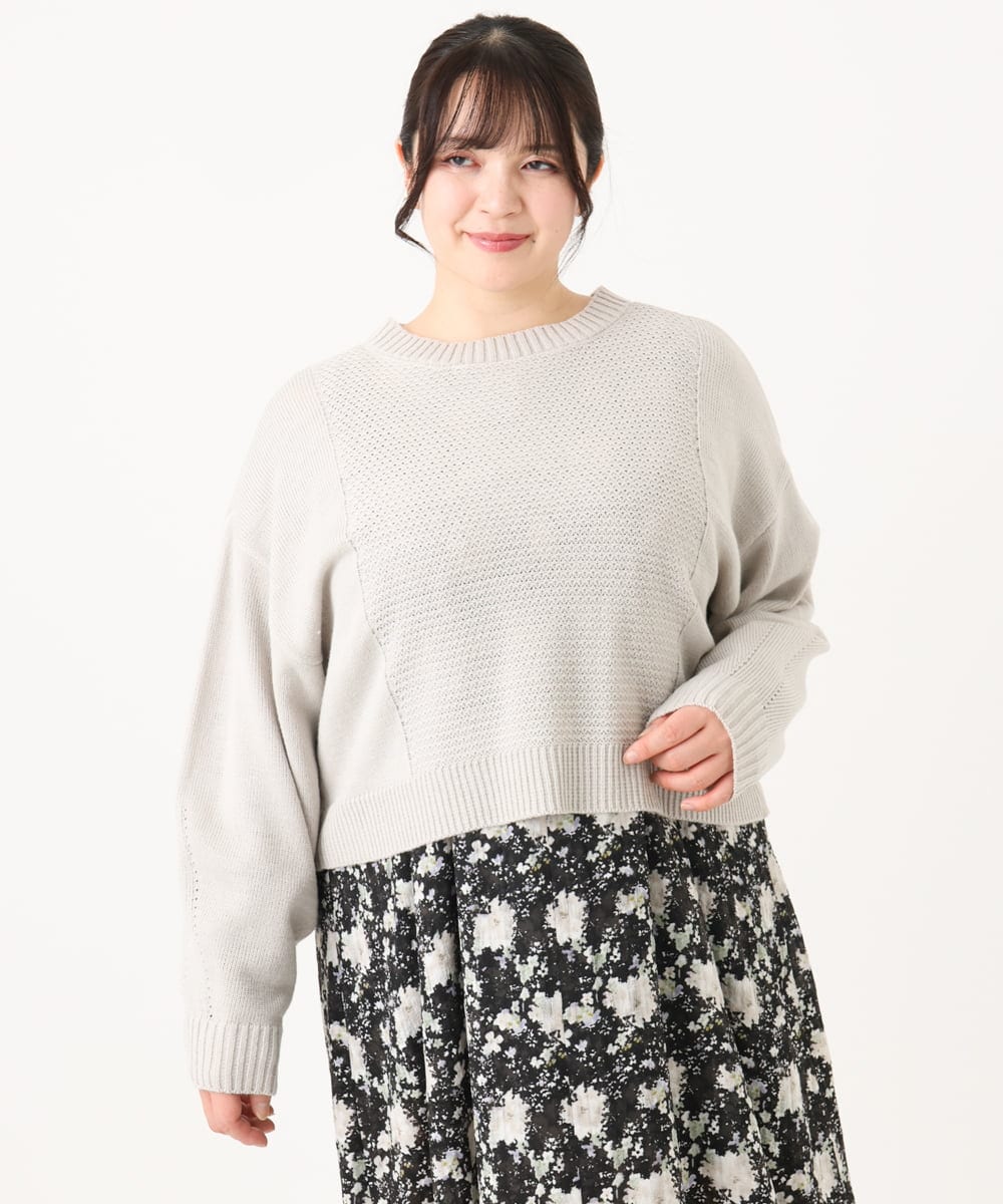 OLCBA08099 eur3(エウルキューブ) 【大きいサイズ】2WAYカーディガン ライトグレー(91)