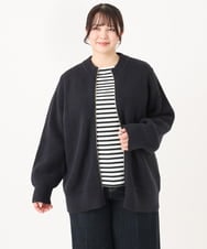 OLCBA90159 eur3(エウルキューブ) 【大きいサイズ/WEB限定】ニットブルゾン ネイビー(57)