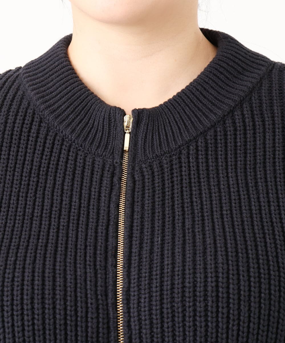 OLCBA90159 eur3(エウルキューブ) 【大きいサイズ/WEB限定】ニットブルゾン ネイビー(57)