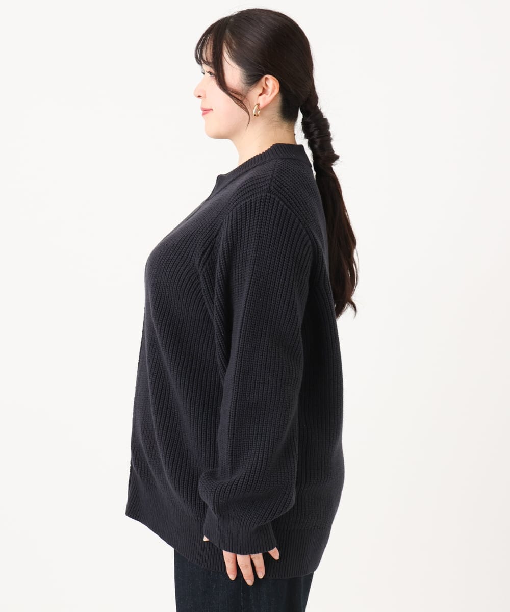 OLCBA90159 eur3(エウルキューブ) 【大きいサイズ/WEB限定】ニットブルゾン ネイビー(57)