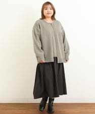 OLCBS20090 eur3(エウルキューブ) 【大きいサイズ/a.v.v×eur3】パール調ネックカーディガン ライトグレー(91)