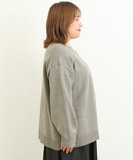 OLCBS20090 eur3(エウルキューブ) 【大きいサイズ/a.v.v×eur3】パール調ネックカーディガン ライトグレー(91)