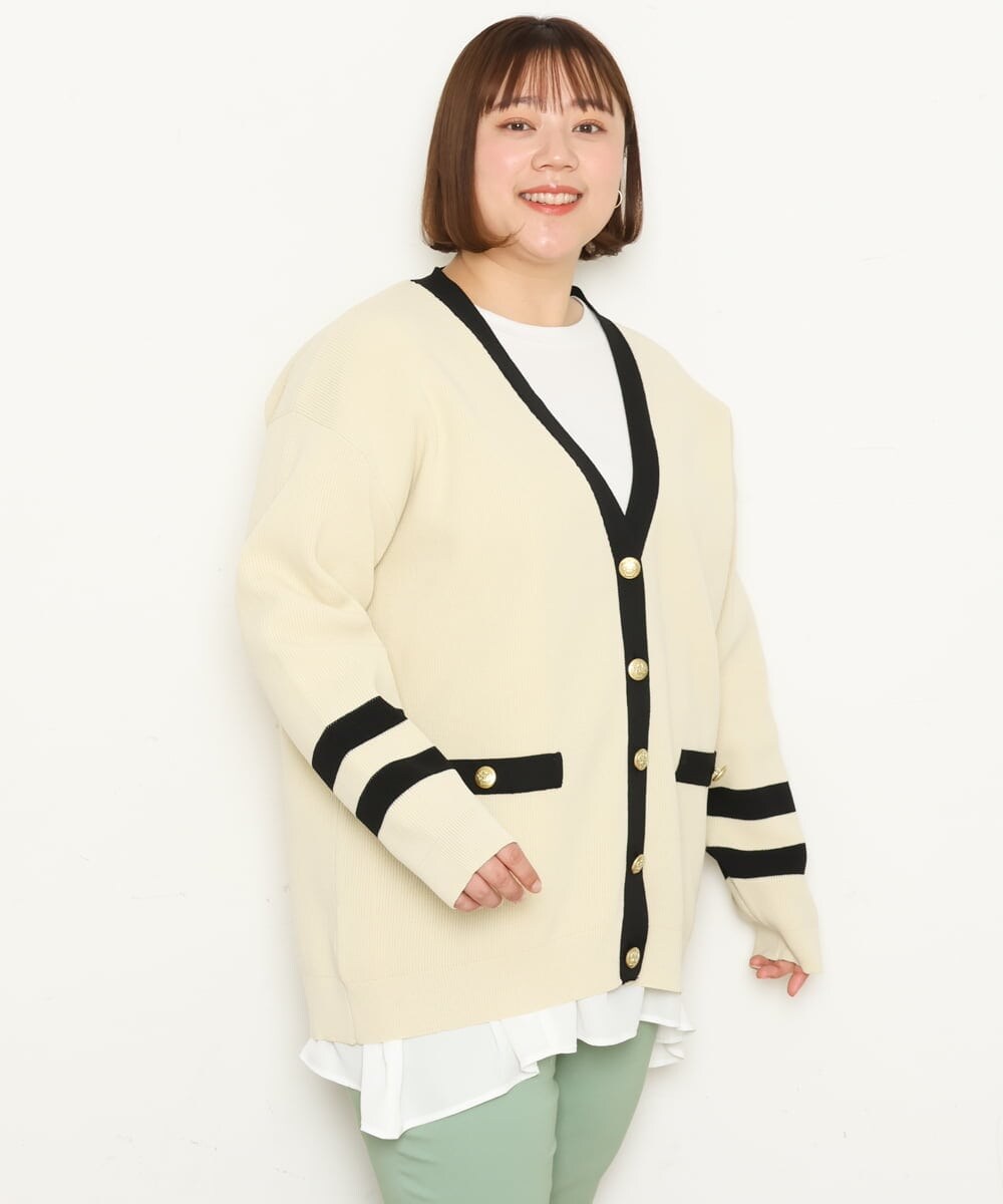 OLCBS21090 eur3(エウルキューブ) 【大きいサイズ】アイビーカーディガン アイボリー(80)