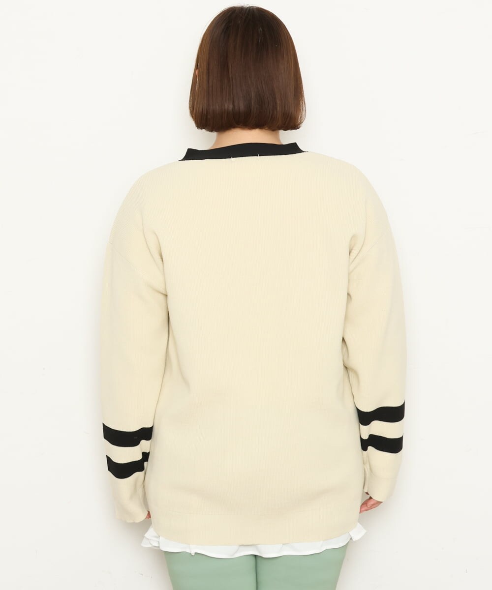 OLCBS21090 eur3(エウルキューブ) 【大きいサイズ】アイビーカーディガン アイボリー(80)