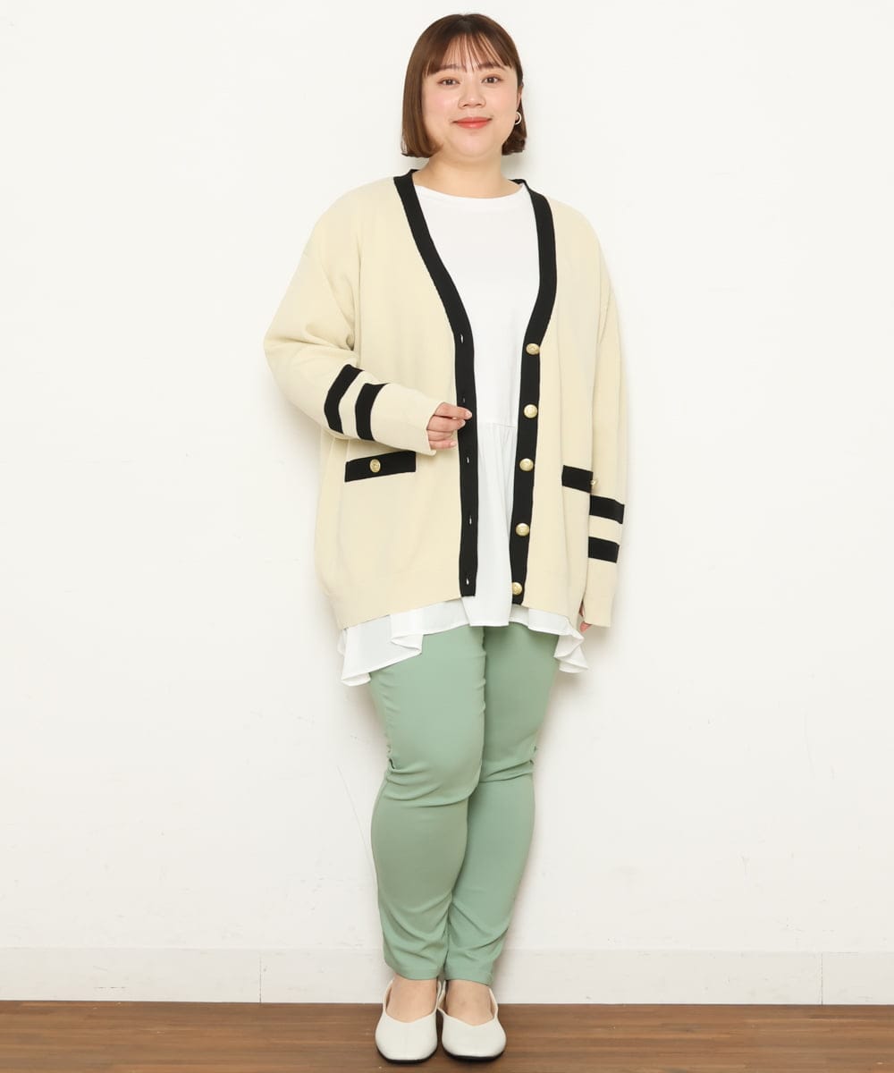 OLCBS21090 eur3(エウルキューブ) 【大きいサイズ】アイビーカーディガン アイボリー(80)